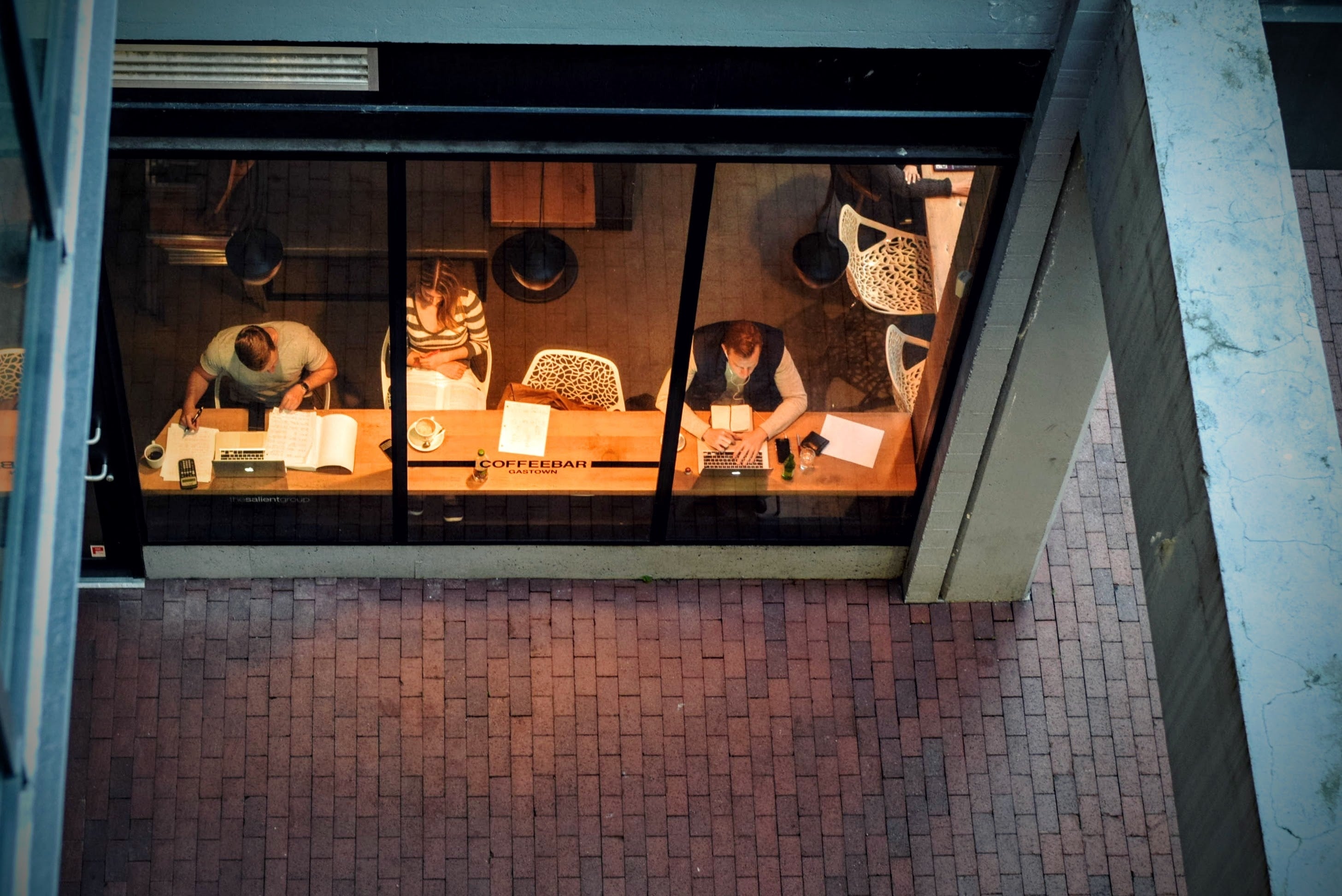 Working late from a cafe 